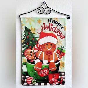 12x18 Happy Holidays Gingerbread Man Hot Cocoa Xmas Yard Decor Flag Hanging New